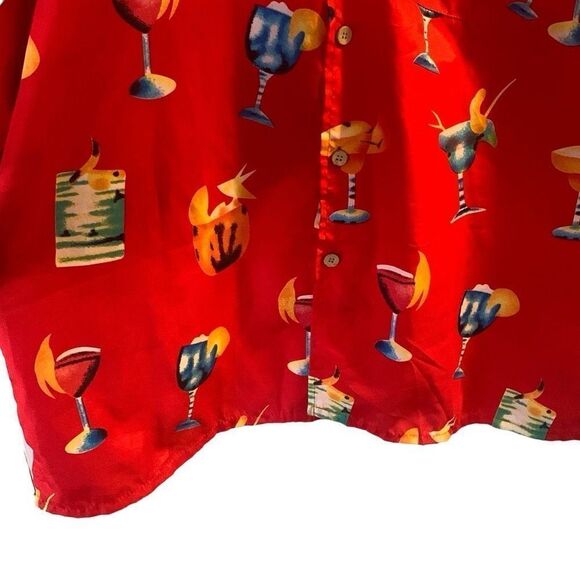 Pre Owned Men’s Basix Short Sleeve Button Up Shirt XXL Festive Comfort Party - Picture 7 of 11